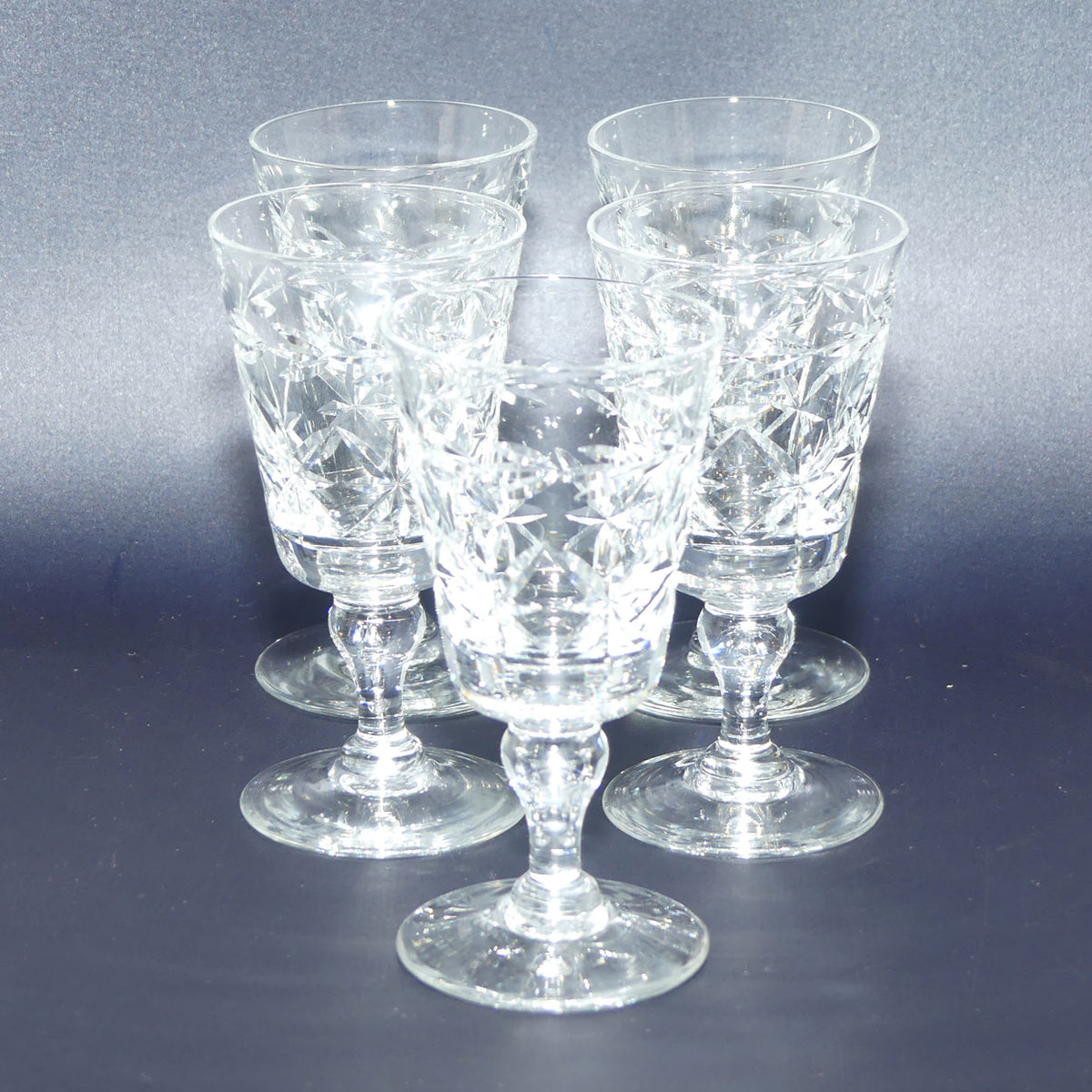 Set of 5 Webb Crystal Facetted Star pattern with garland port glasses | 50ml