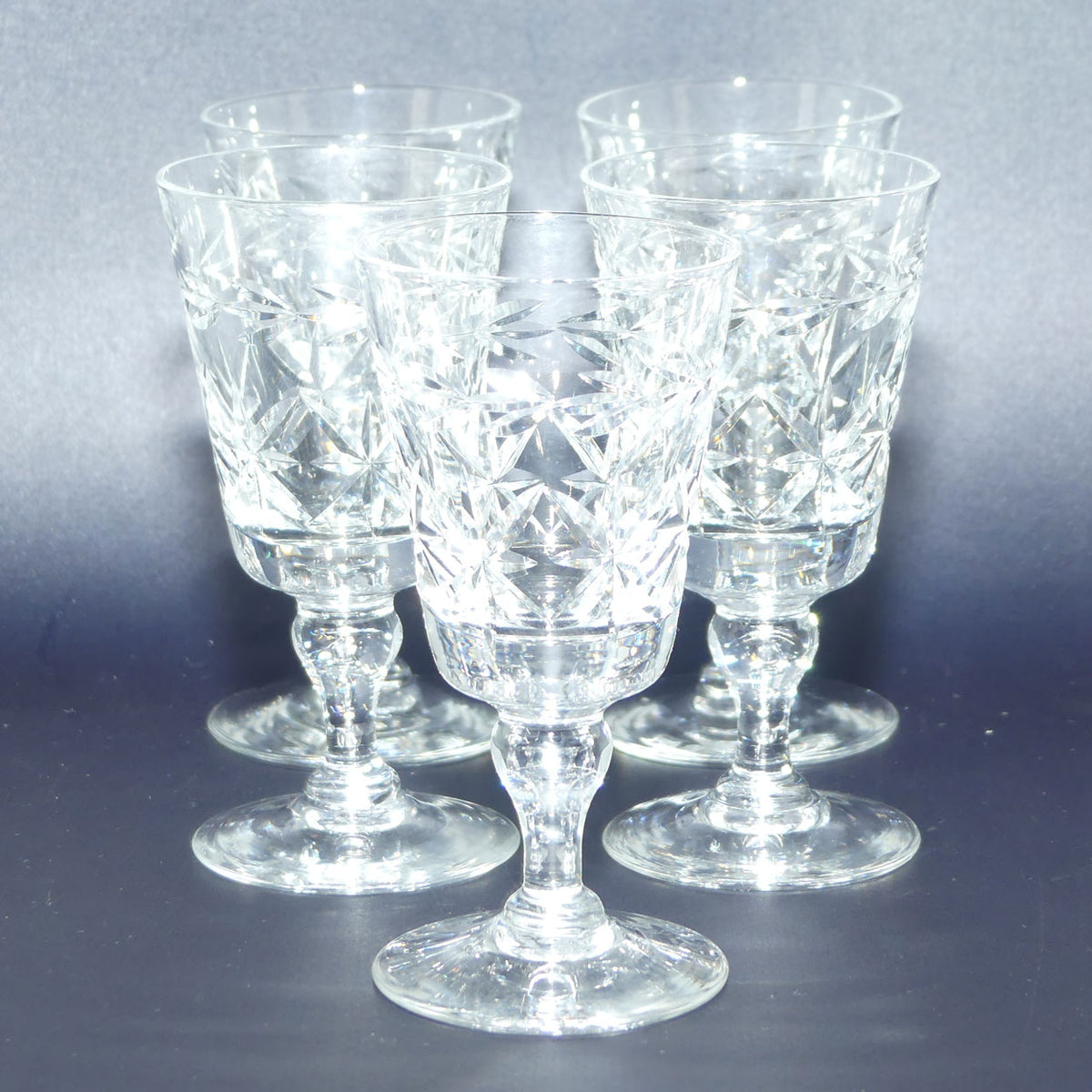 Set of 5 Webb Crystal Facetted Star pattern with garland port glasses | 50ml