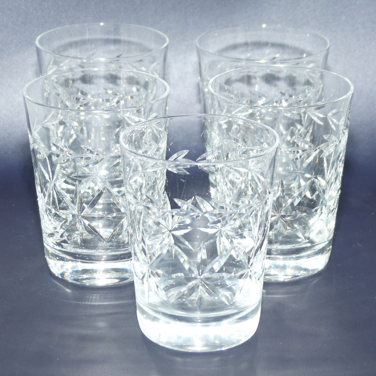 Set of 5 Webb Crystal Facetted Star pattern with garland tumblers | 150ml
