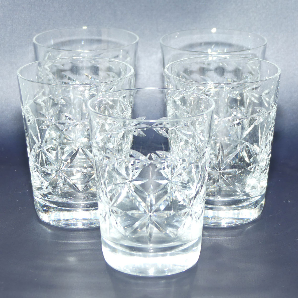 Set of 5 Webb Crystal Facetted Star pattern with garland tumblers | 150ml