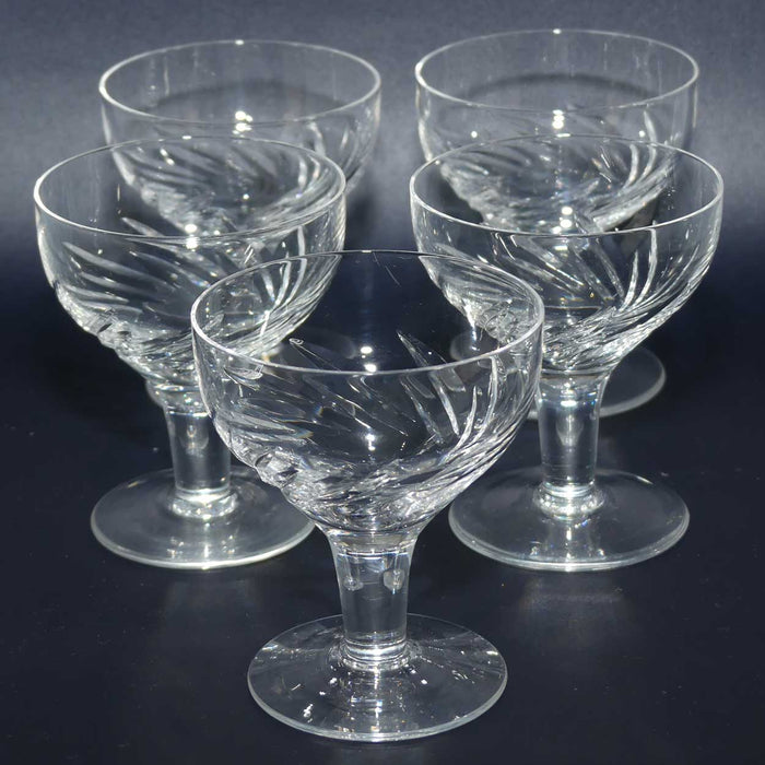 Stuart Crystal Swirl or Zephyr pattern | Set of 5 small Sherry Glasses