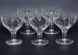 Stuart Crystal Swirl or Zephyr pattern | Set of 5 small Sherry Glasses