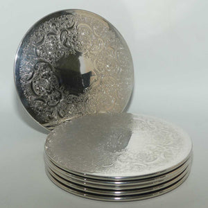 Set of 6 Silver Plated EPCA embossed placemats | 18cm diameter