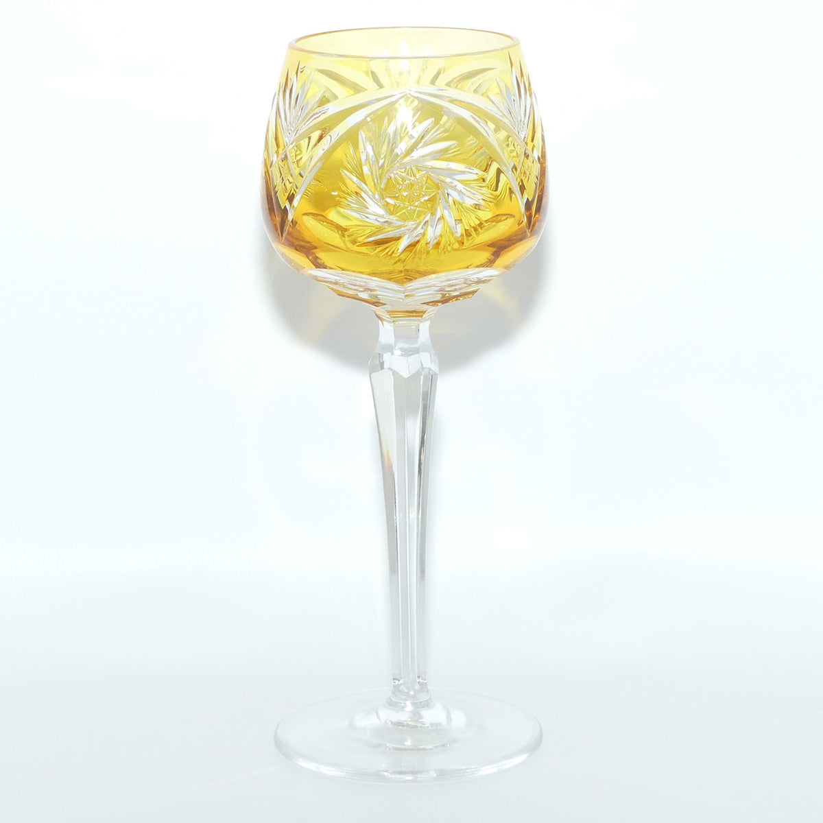 Set of 6 Amber Cut to Clear Nachtmann Wine Hocks | 19cm tall | 125ml bowl