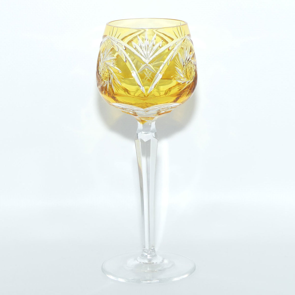 Set of 6 Amber Cut to Clear Nachtmann Wine Hocks | 19cm tall | 125ml bowl