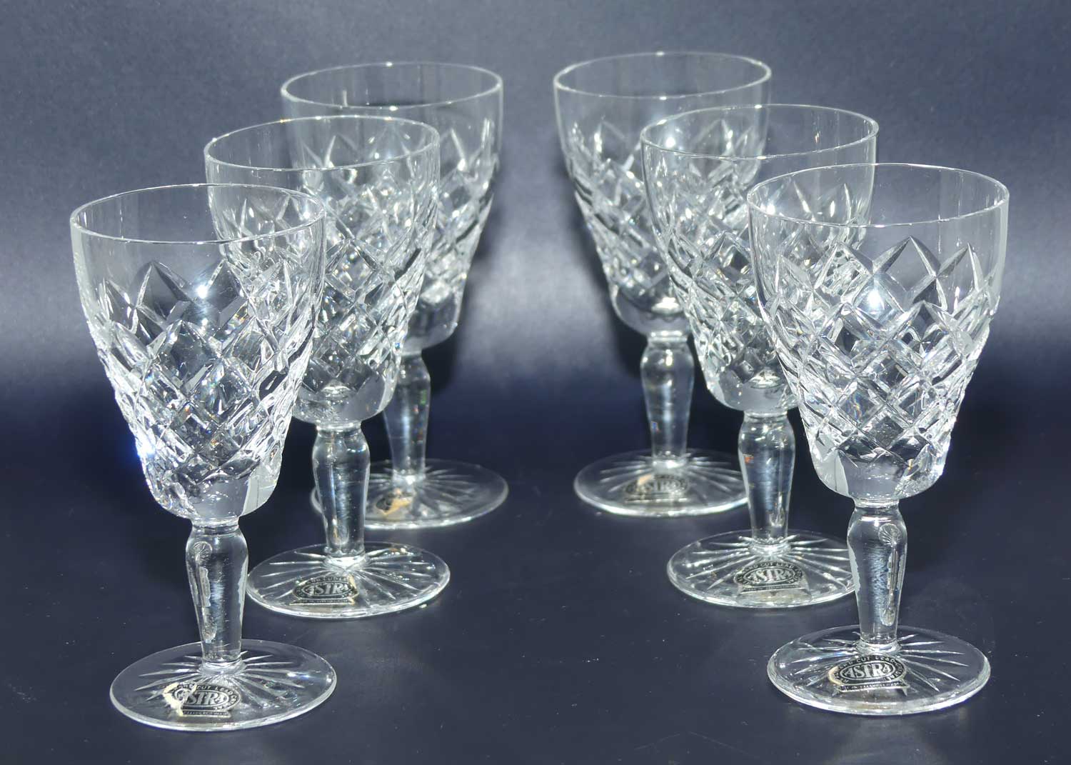 Set of 6 Astra brand Diamond Cut Crystal liqueur glasses | 50ml