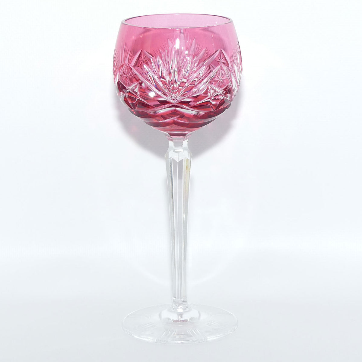 Set of 6 Cranberry Cut to Clear Nachtmann Wine Hocks | 19cm tall | 125ml bowl