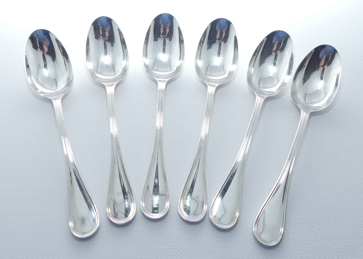 Christofle France | Albi design | Set of 6 Desert Spoons | 17cm long