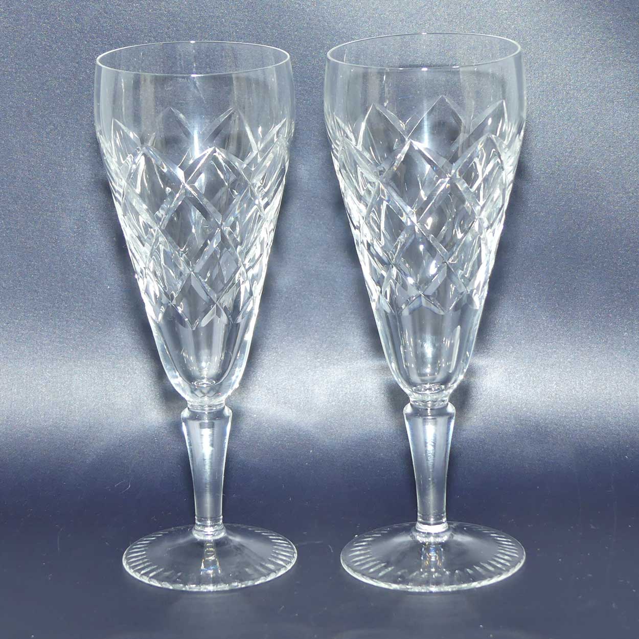 Set of 6 Diamond Cut Crystal champagne flutes | 110ml