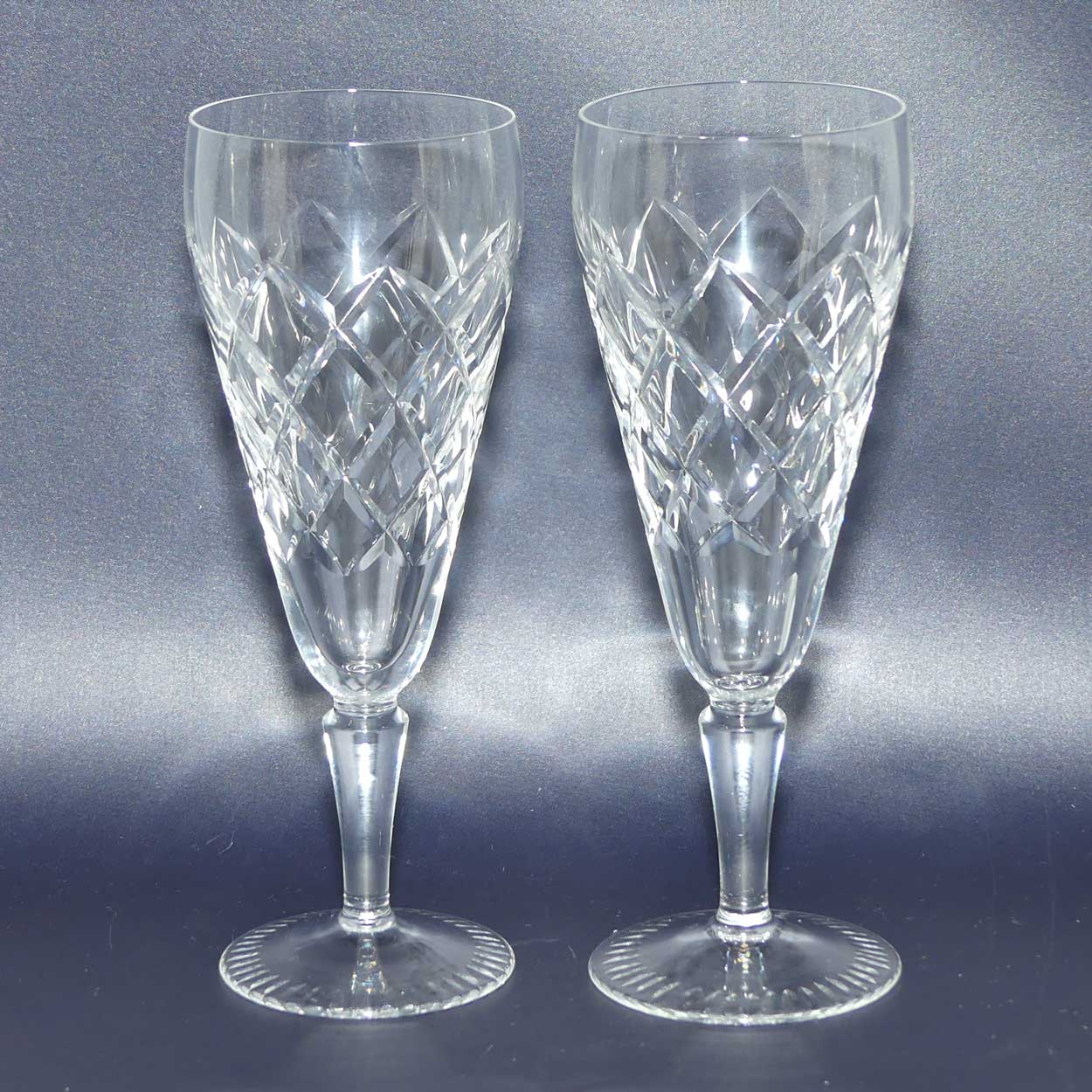 Set of 6 Diamond Cut Crystal champagne flutes | 110ml