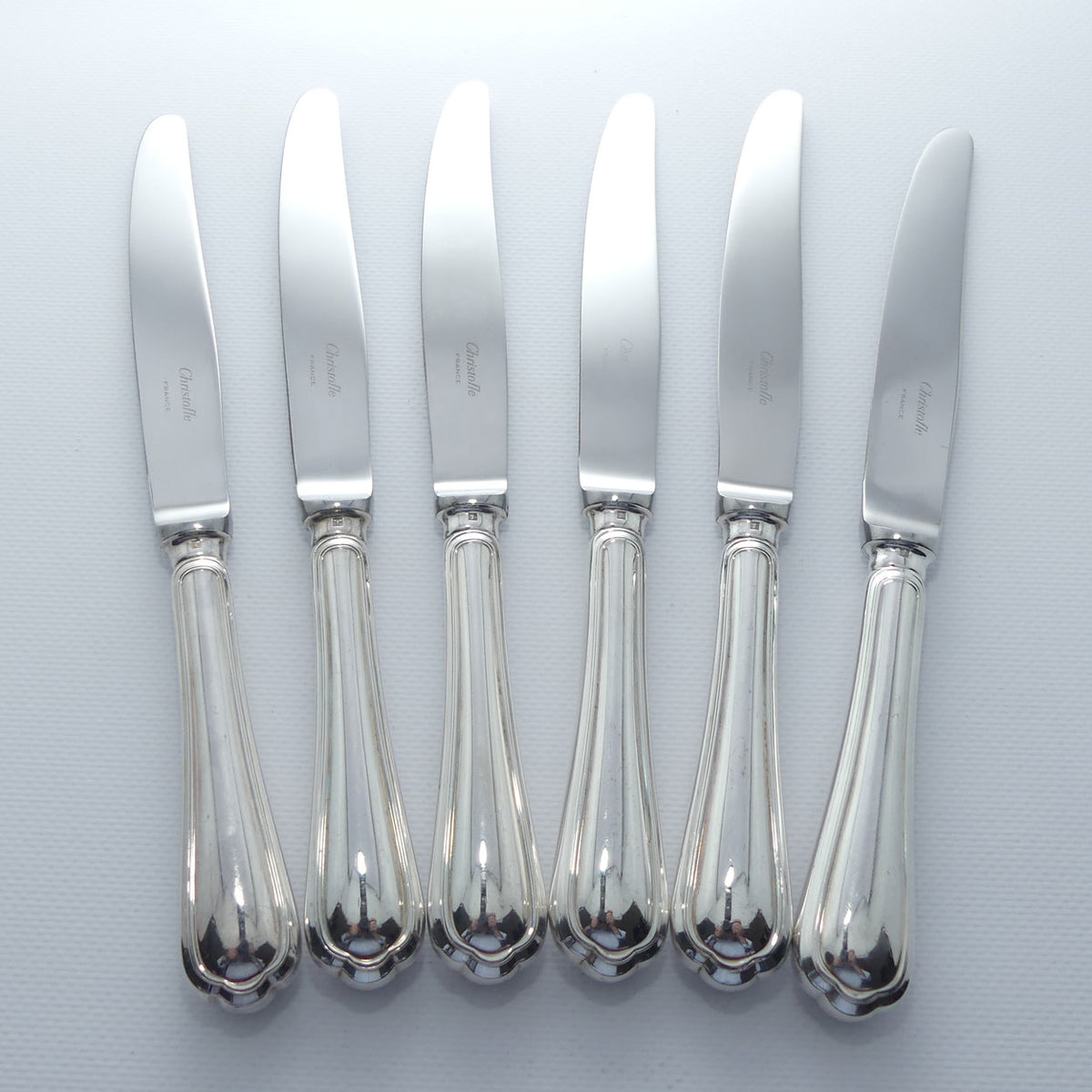Christofle France Spatours design set of 6 Dinner Knives | 24.5cm long