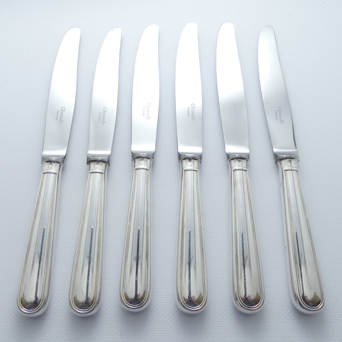 Christofle France | Albi design | Set of 6 Dinner Knives | #1 | 24.5cm long
