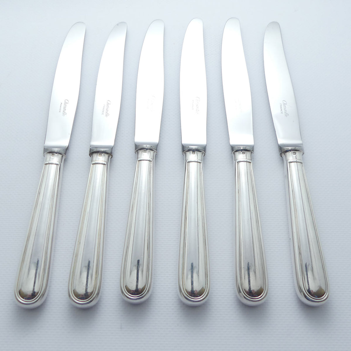 Christofle France | Albi design | Set of 6 Dinner Knives | #1 | 24.5cm long