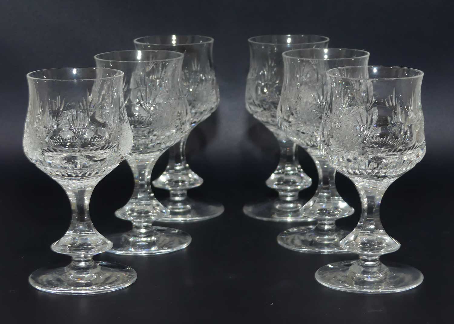 Set of Beautifully Facetted and Pinwheel cut Crystal liqueur glasses | 50ml