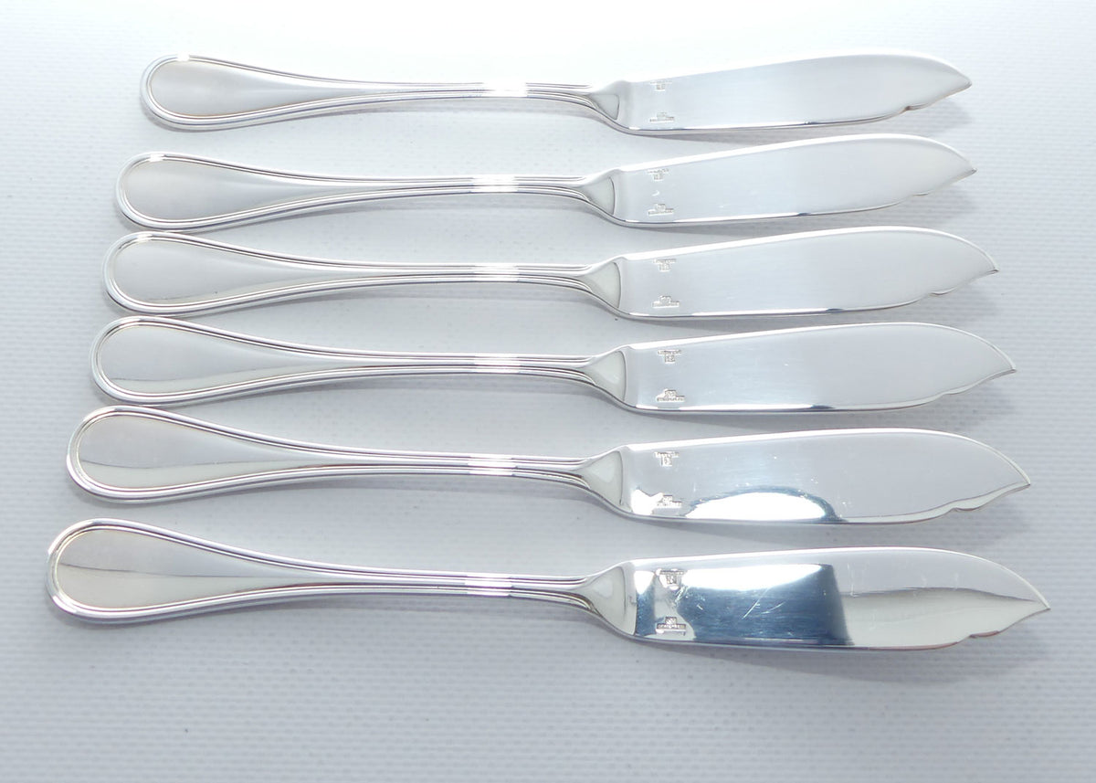 Christofle France | Albi design | Set of 6 Fisheaters | 6 Fish Knives and 6 Fish Forks