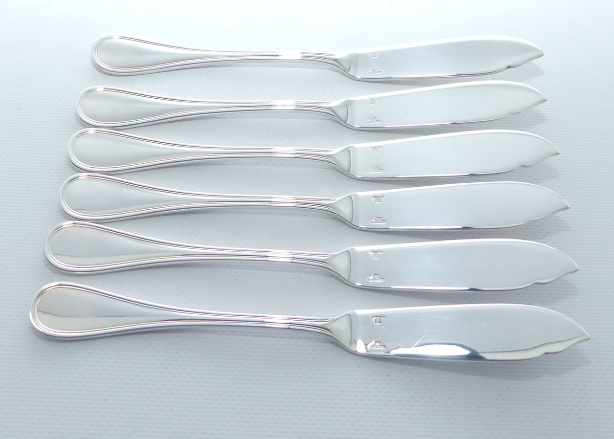 Christofle France | Albi design | Set of 6 Fisheaters | 6 Fish Knives and 6 Fish Forks