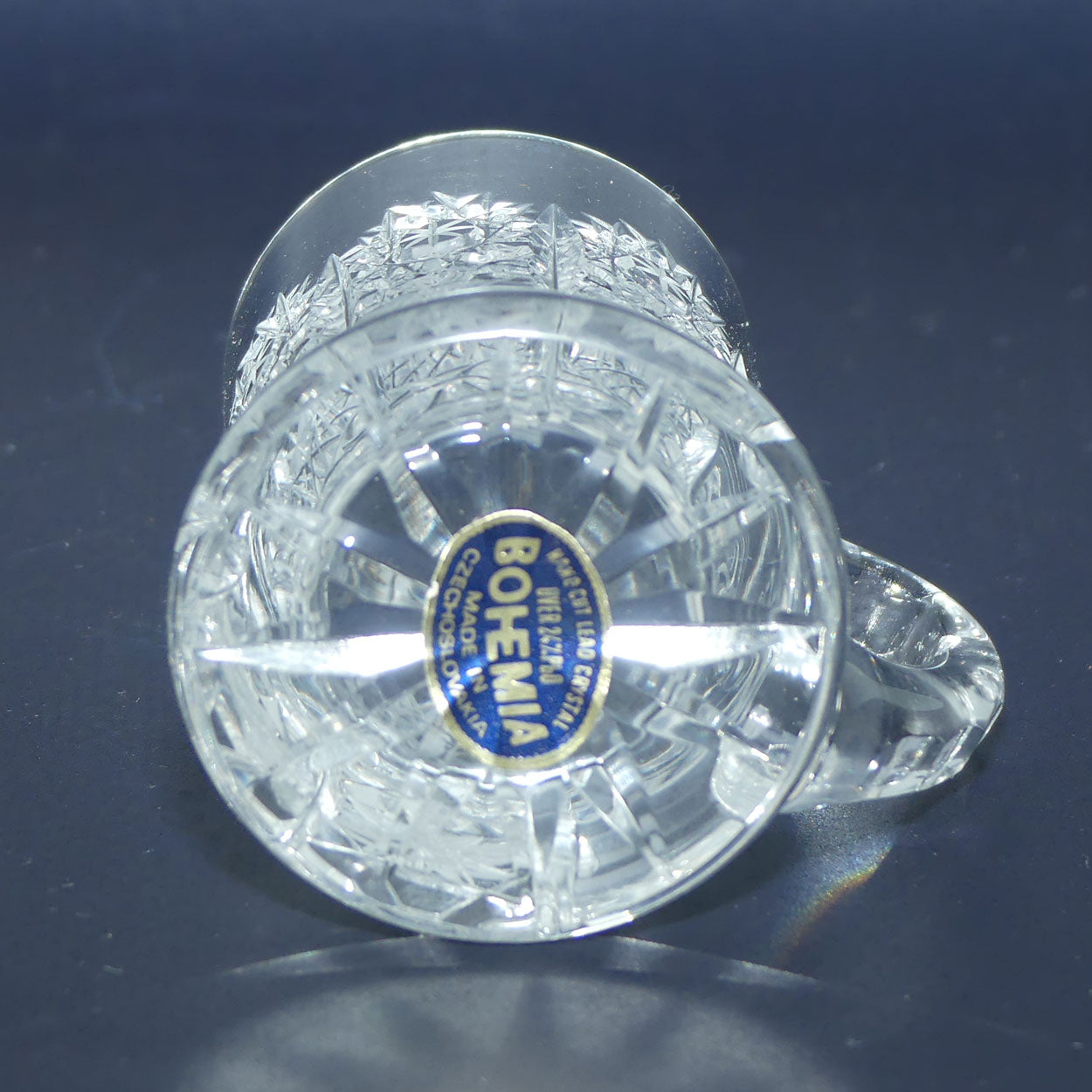 Set of 6 Pinwheel Cut Bohemia Crystal miniature mugs