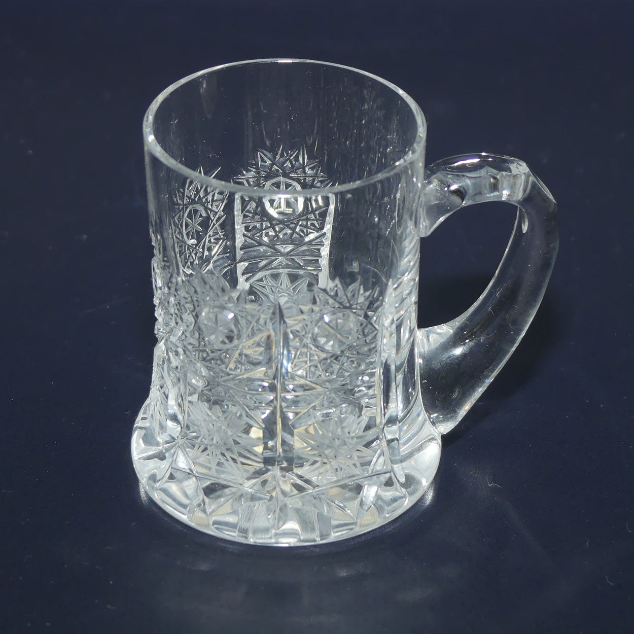 Set of 6 Pinwheel Cut Bohemia Crystal miniature mugs