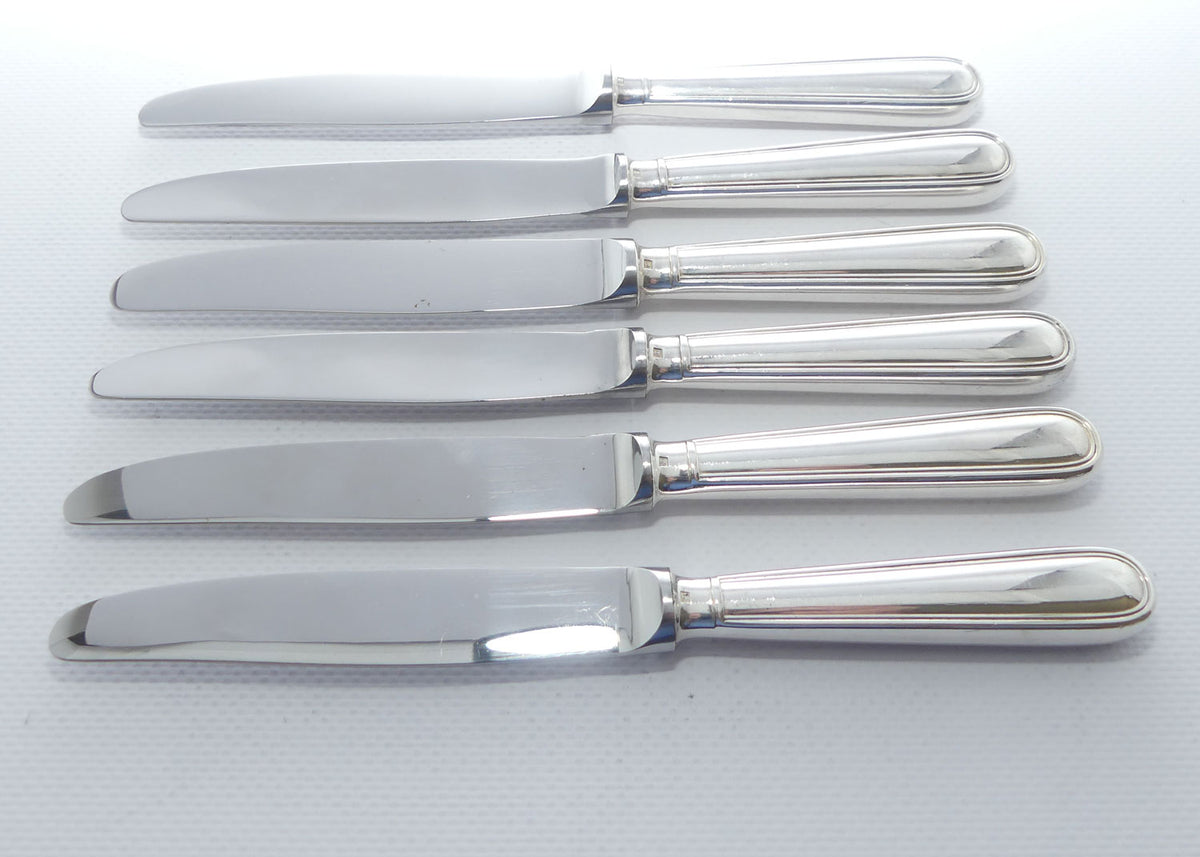 Christofle France | Albi design | Set of 6 Salad or Desert Knives | 19.5cm long
