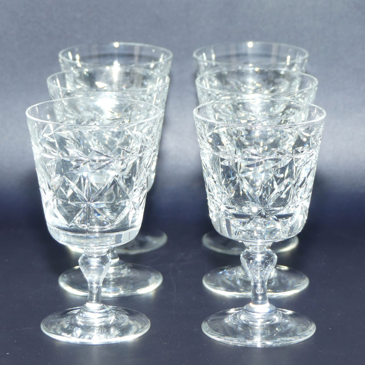 Set of 6 Webb Crystal Facetted Star pattern with garland Liqueur glasses | 75ml