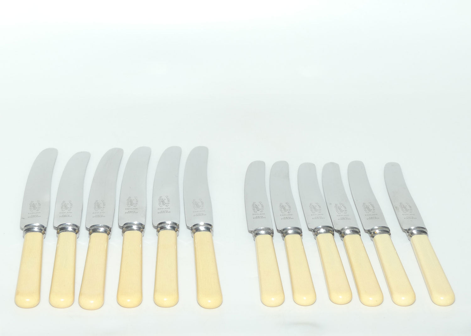 Set of 12 Clark & Co Loyalty Sheffield | Faux Bone Handle Knives | 6 Dinner Knives and 6 Salad Knives