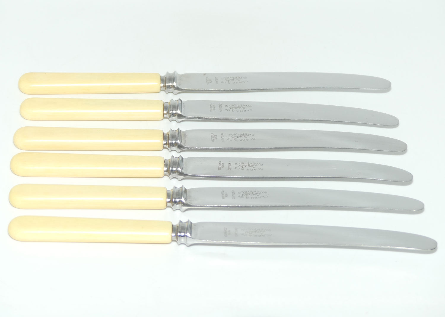 Set of 12 Clark & Co Loyalty Sheffield | Faux Bone Handle Knives | 6 Dinner Knives and 6 Salad Knives