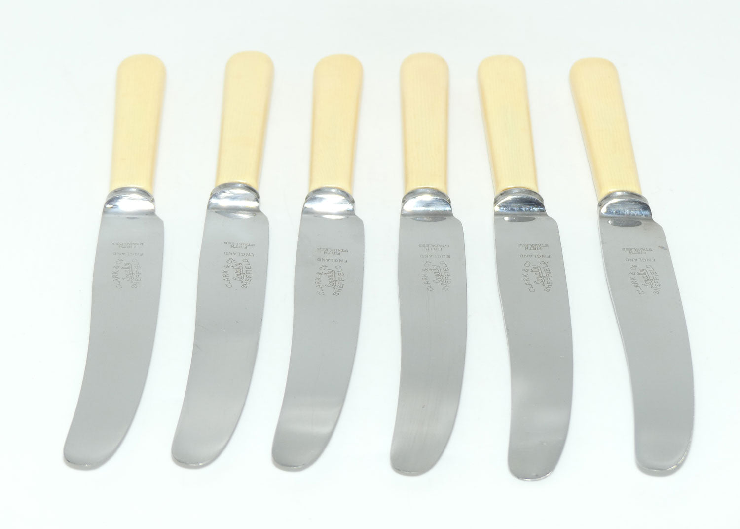 Set of 12 Clark & Co Loyalty Sheffield | Faux Bone Handle Knives | 6 Dinner Knives and 6 Salad Knives