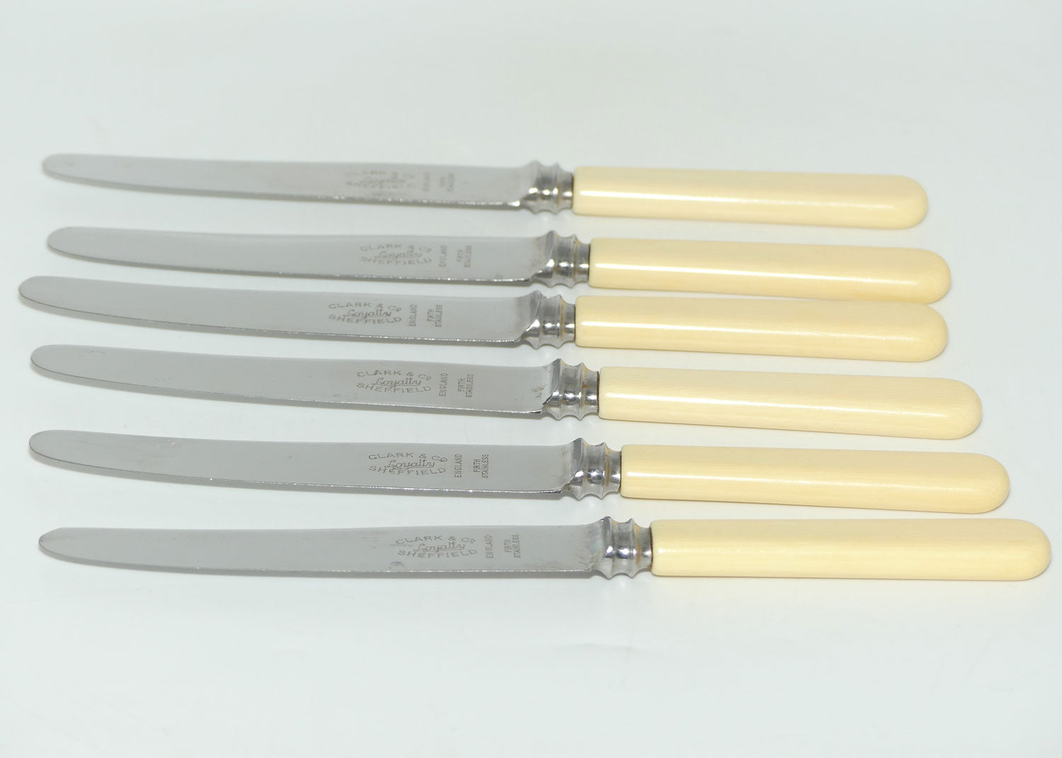 Set of 12 Clark & Co Loyalty Sheffield | Faux Bone Handle Knives | 6 Dinner Knives and 6 Salad Knives