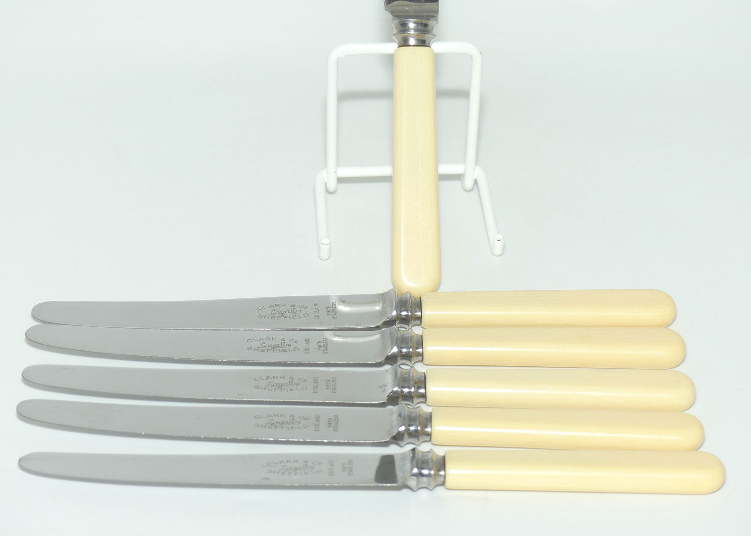 Set of 12 Clark & Co Loyalty Sheffield | Faux Bone Handle Knives | 6 Dinner Knives and 6 Salad Knives