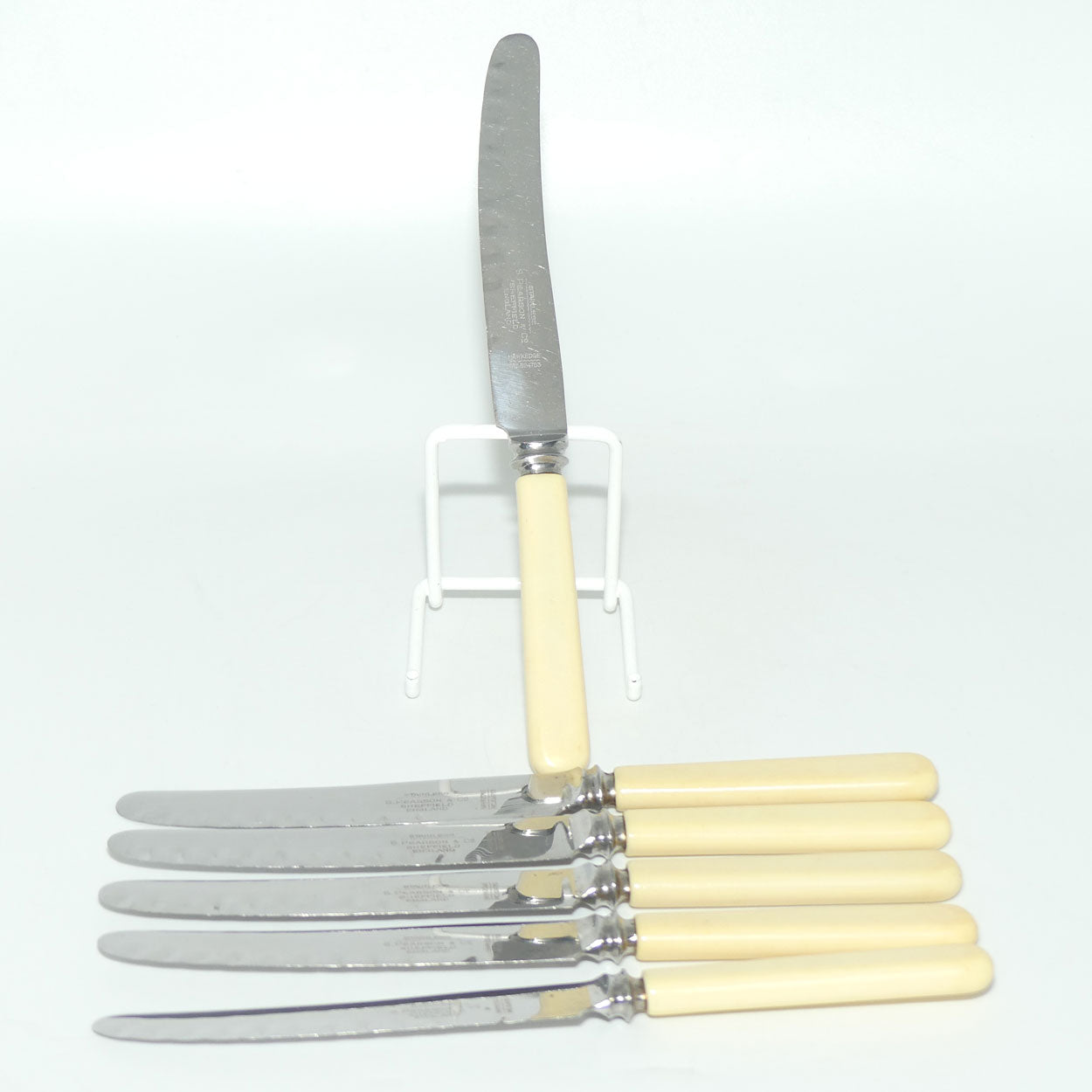 Set of 12 Pearson & Co Sheffield | Faux Bone Handle Knives | 6 Dinner Knives and 6 Salad Knives | serated