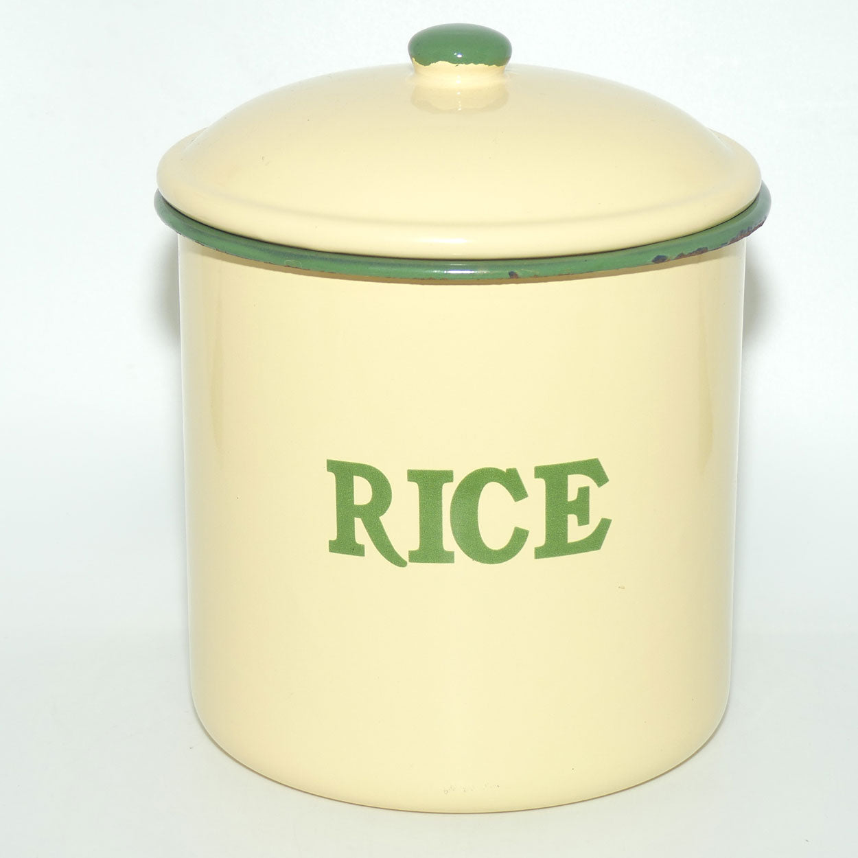 Set of 6 Vintage Enamel Kitchen Cannisters