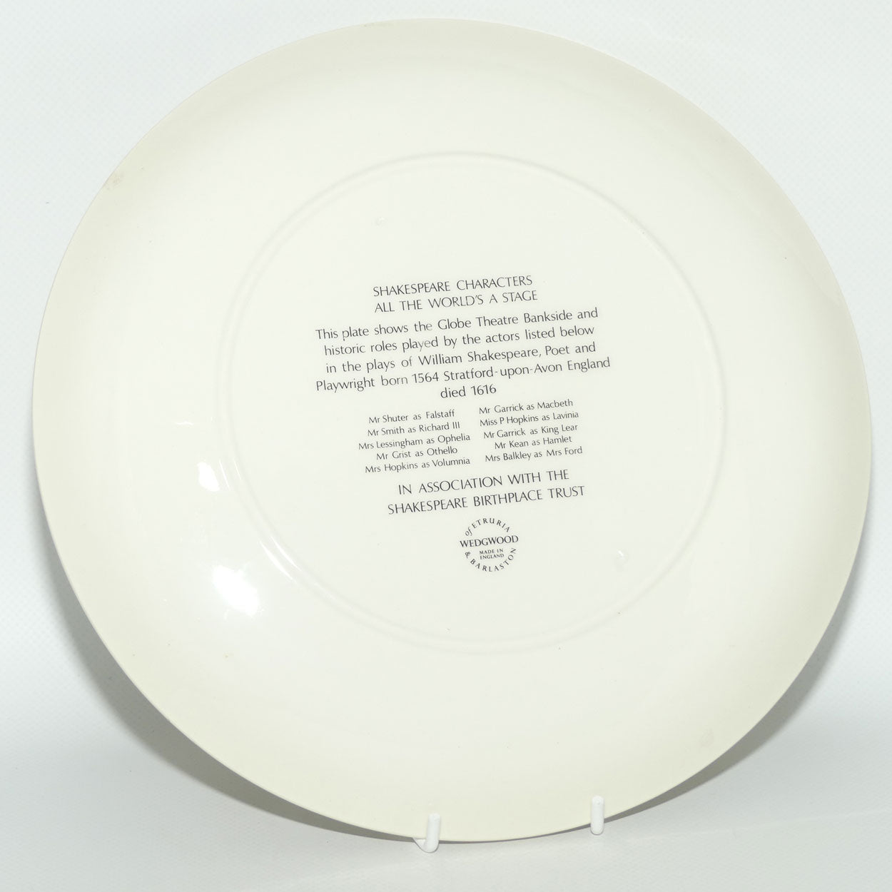 Wedgwood Etruria Shakespeare Characters | All the World's a Stage plate