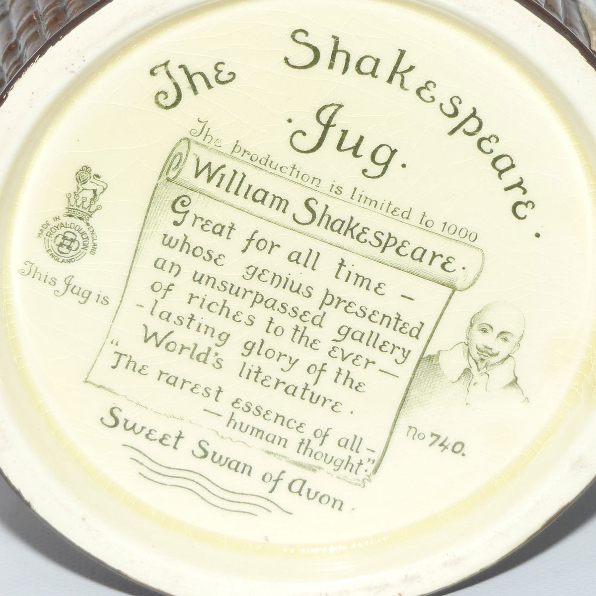 Royal Doulton William Shakespeare Loving Jug | LE 740/1000 + Cert