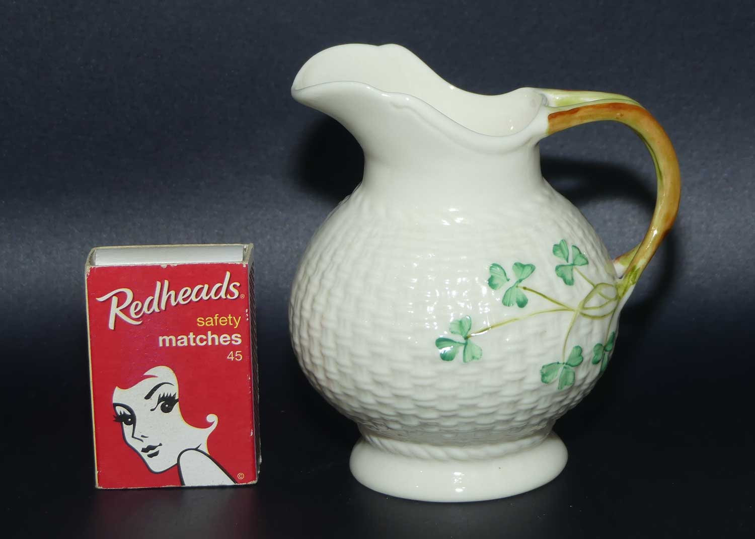 Belleek Shamrock and Basketweave pattern milk jug | 1st Blue Mark