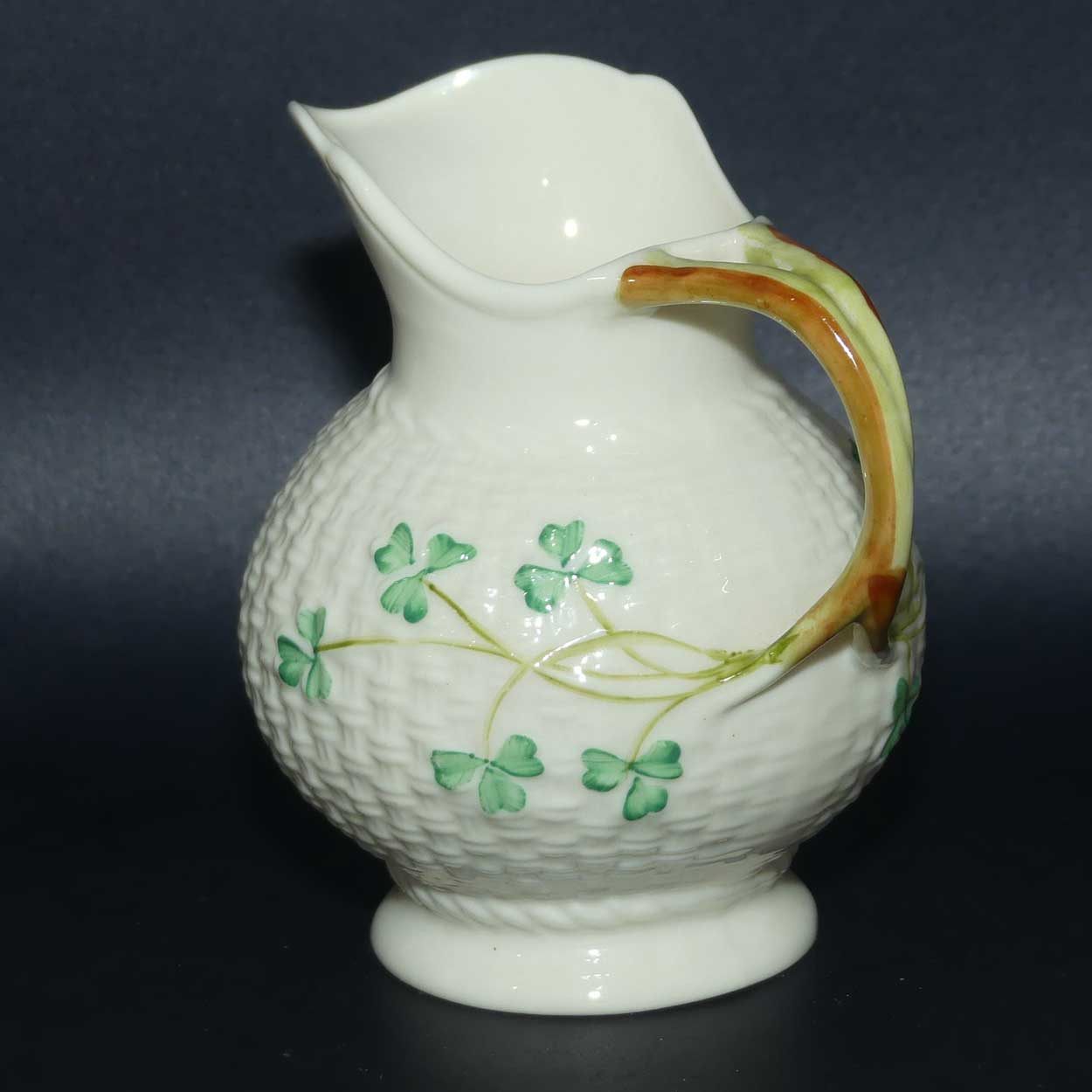 Belleek Shamrock and Basketweave pattern milk jug | 1st Blue Mark