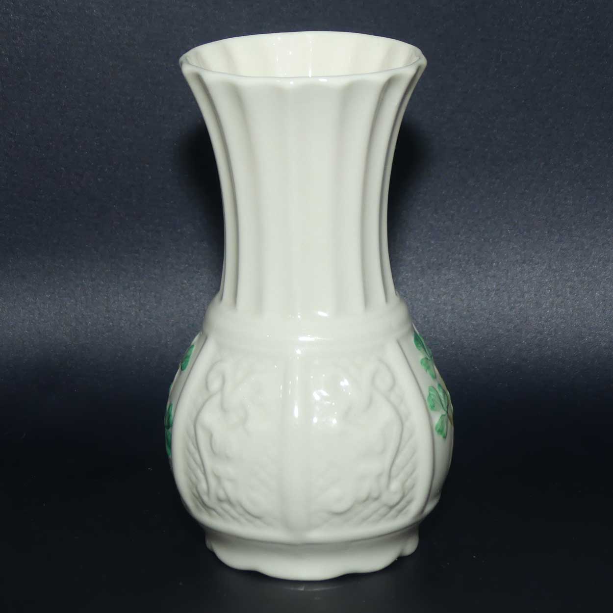 Belleek Shamrock and Celtic Scroll pattern small vase | 1st Blue Mark