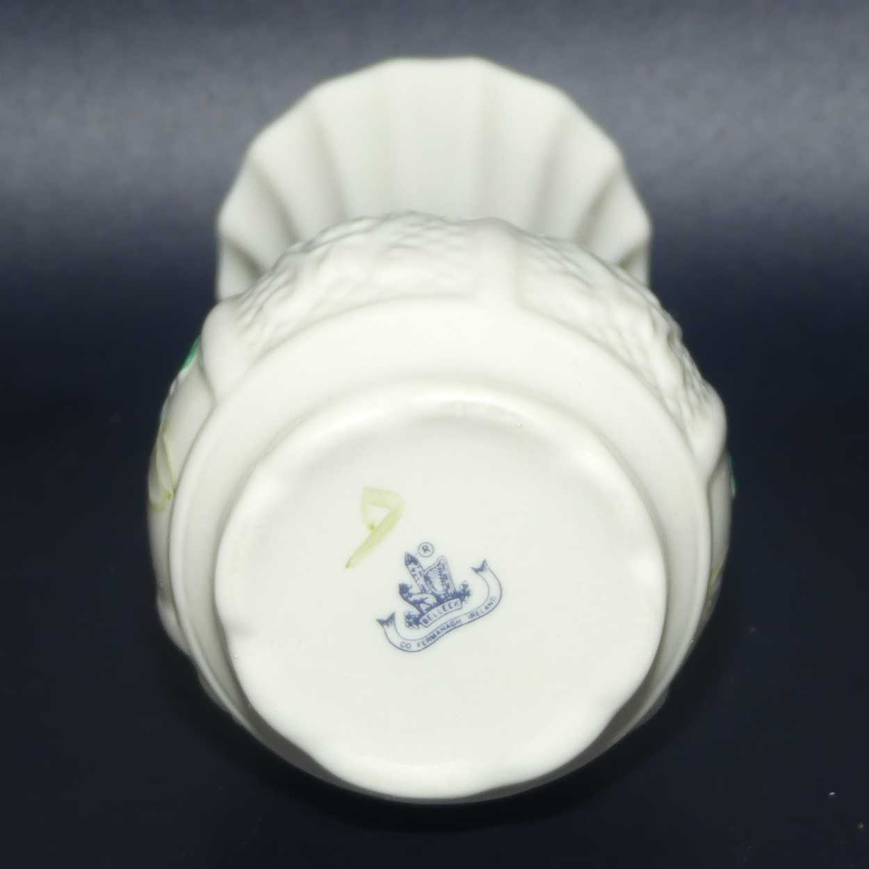 Belleek Shamrock and Celtic Scroll pattern small vase | 1st Blue Mark