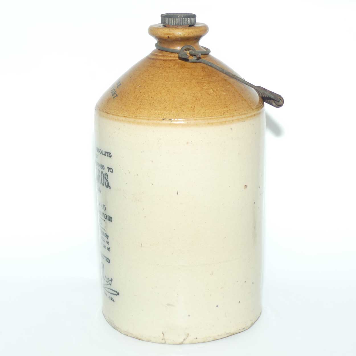 Sharpe Bros Australia and New Zealand Stoneware Demijohn with stopper and handle