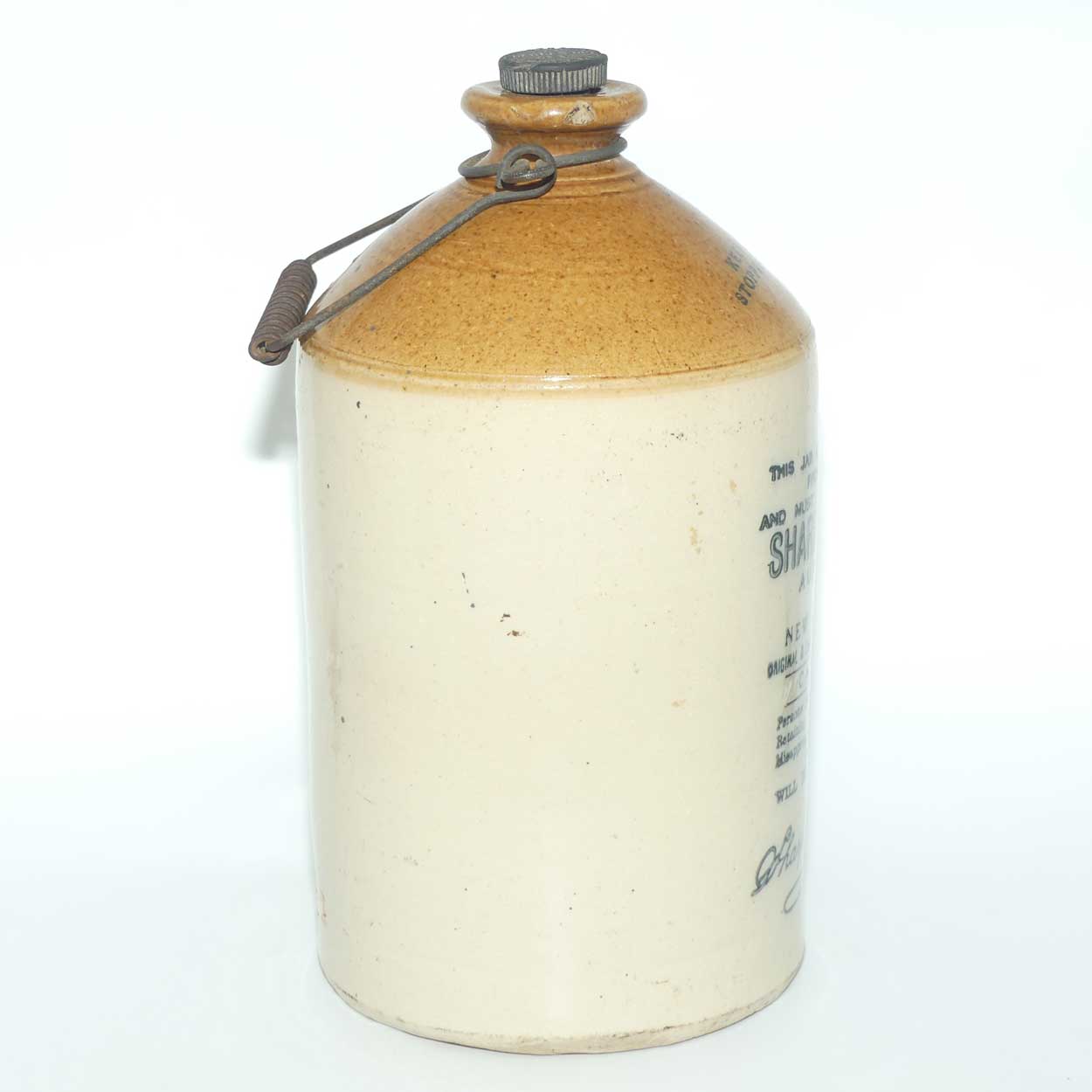 Sharpe Bros Australia and New Zealand Stoneware Demijohn with stopper and handle