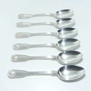 Norway Silver | 830 Silver | Set of 6 Fiddle, Thread and Shell pattern spoons | 304 grams