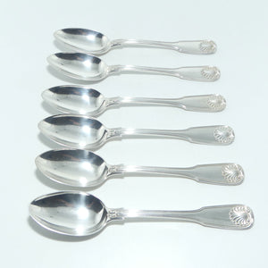 Norway Silver | 830 Silver | Set of 6 Fiddle, Thread and Shell pattern spoons | 304 grams