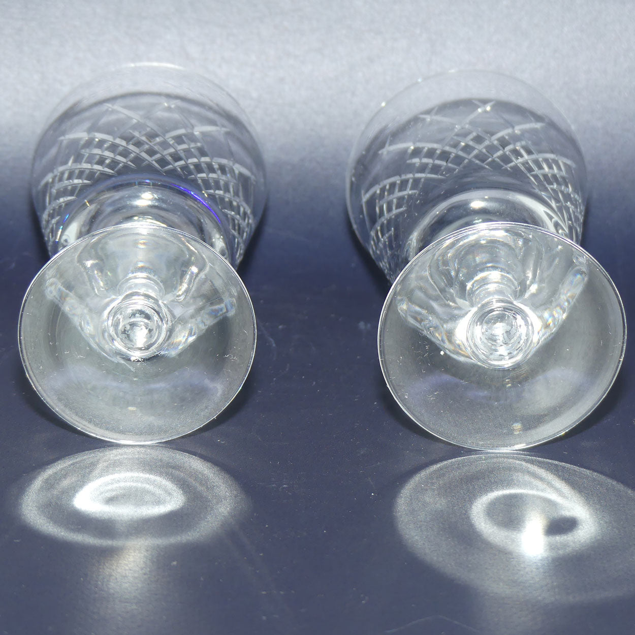 Pair of Webb Crystal fancy diamond cut wine glasses | 75ml | 3 for the price of 2