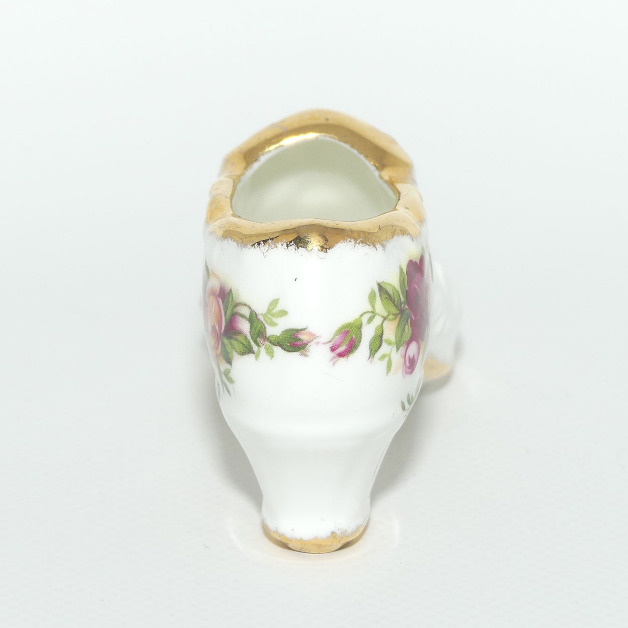 Royal Albert Bone China England Old Country Roses slipper | © Royal Albert Ltd 1962 stamp | #2