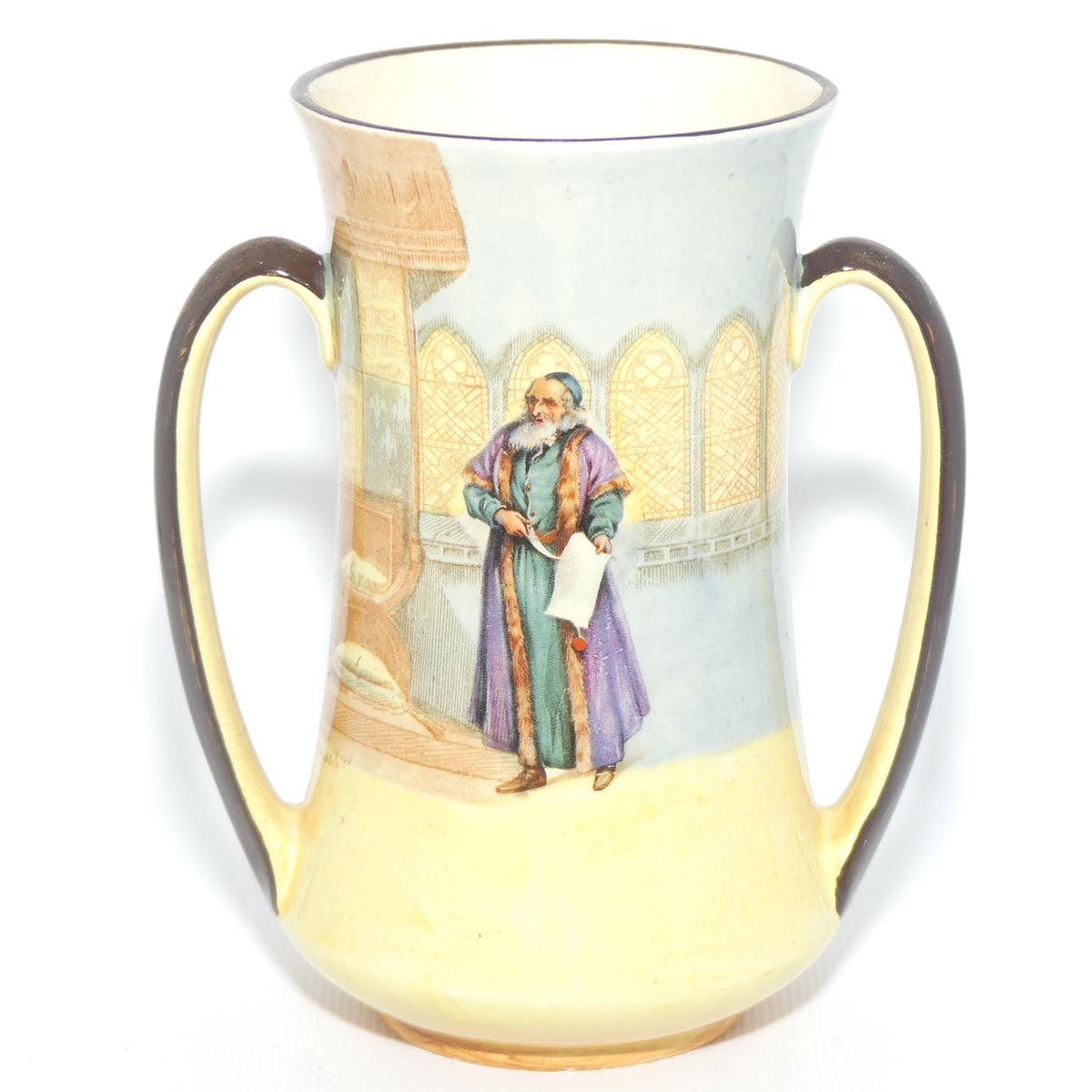 Royal Doulton Shakespearean Shylock twin handled vase D3596