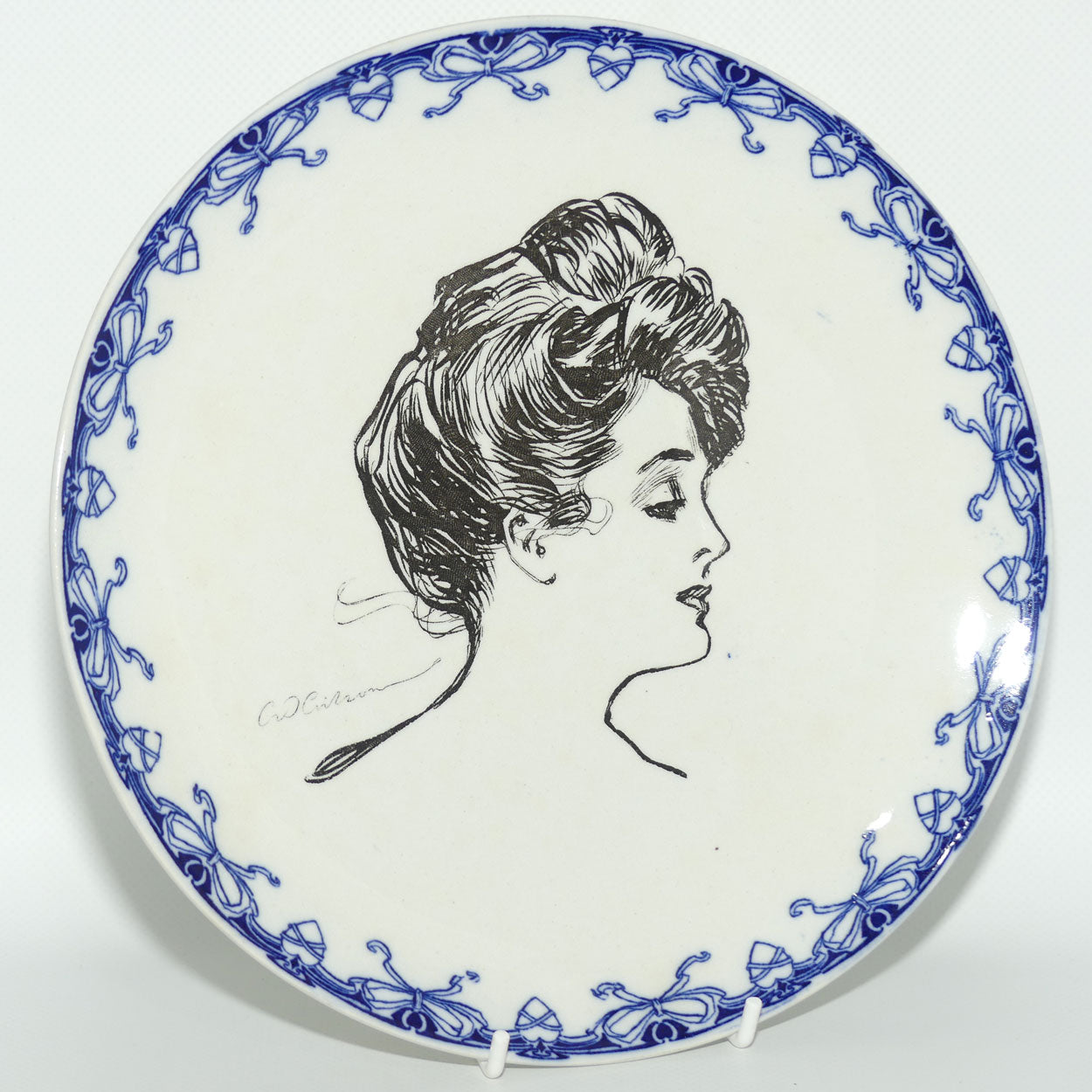 Royal Doulton CD Gibson | Gibson Girls head portrait plate | Side Profile Head facing right