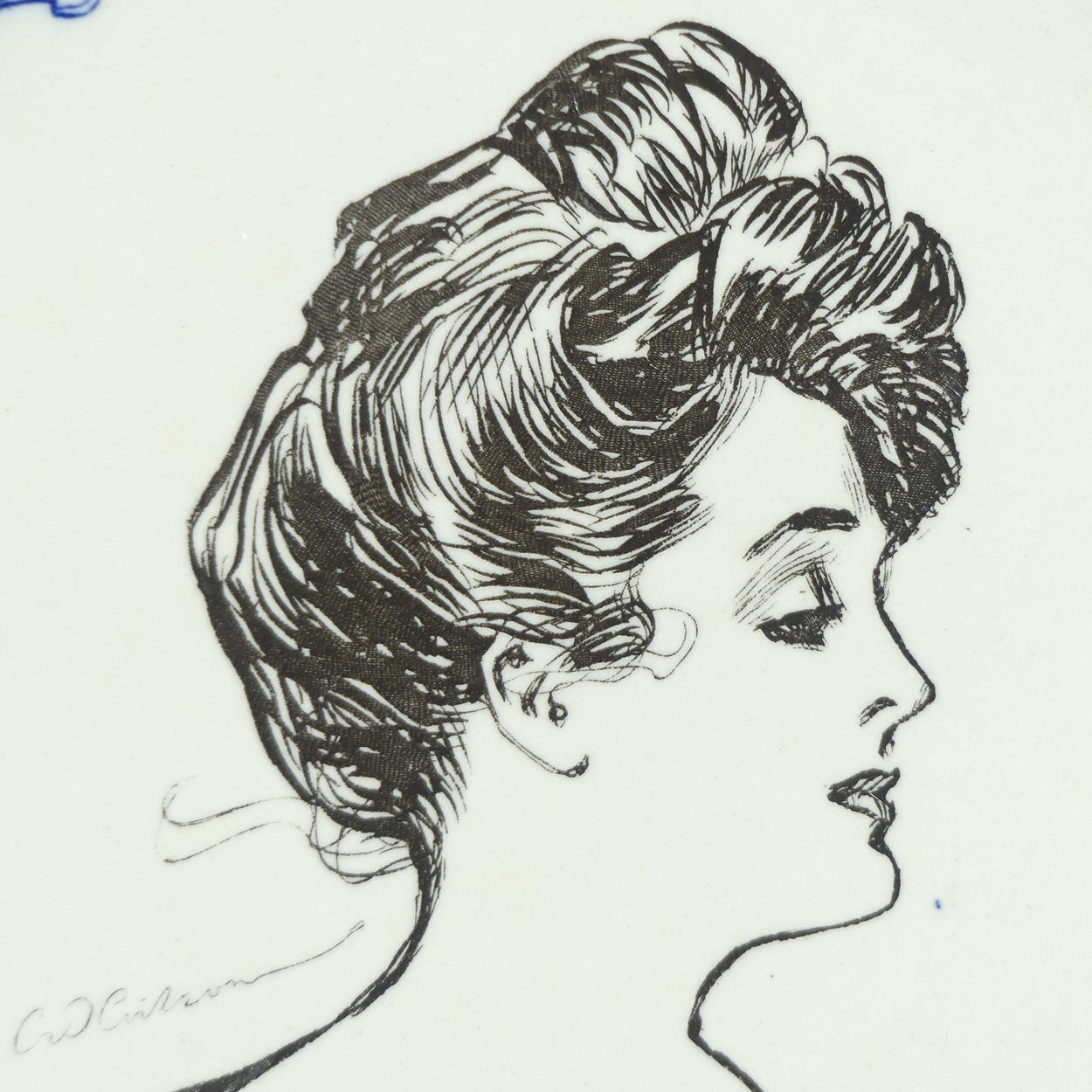 Royal Doulton CD Gibson | Gibson Girls head portrait plate | Side Profile Head facing right