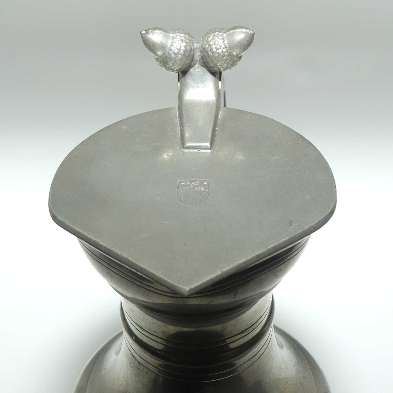 Sigg Fine Pewter acorn top lidded jug engraved Libertie et Patrie