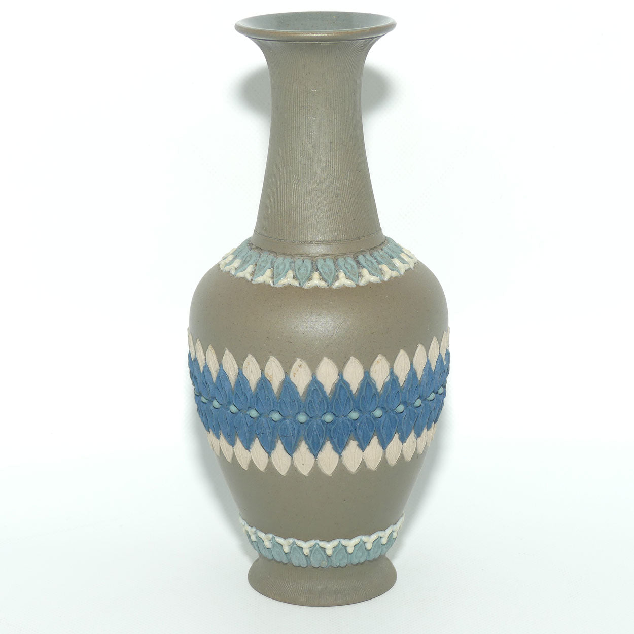 Doulton Lambeth Silicon vase | Grey with Tricolour decoration