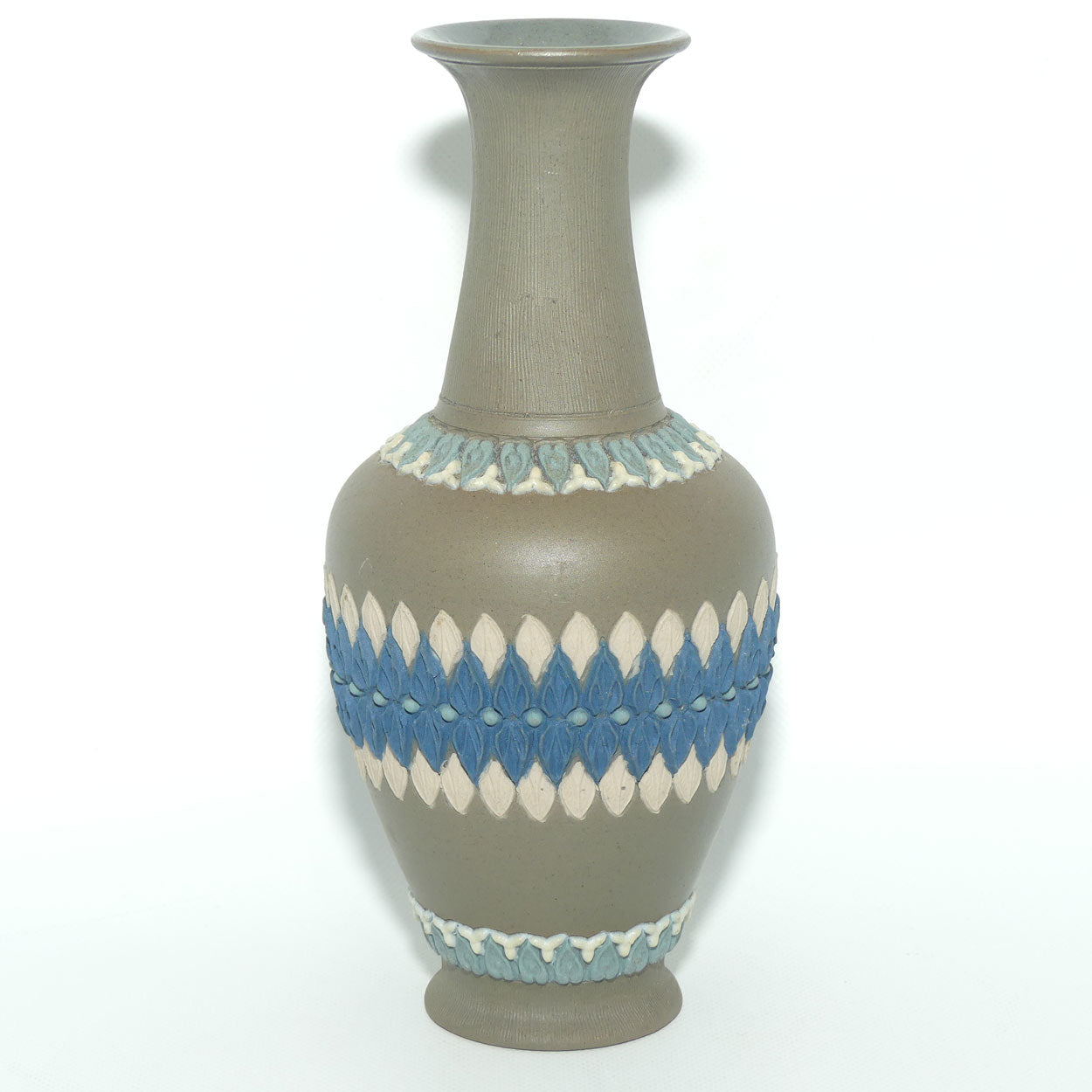 Doulton Lambeth Silicon vase | Grey with Tricolour decoration