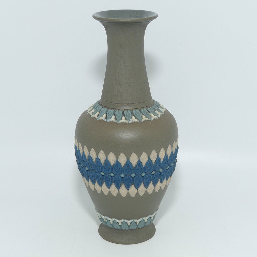 Doulton Lambeth Silicon vase | Grey with Tricolour decoration